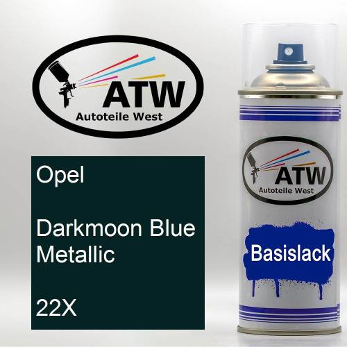 Opel, Darkmoon Blue Metallic, 22X: 400ml Sprühdose, von ATW Autoteile West.